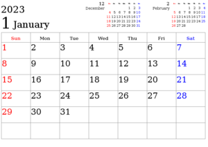 カレンダー(1ヵ月-横)
